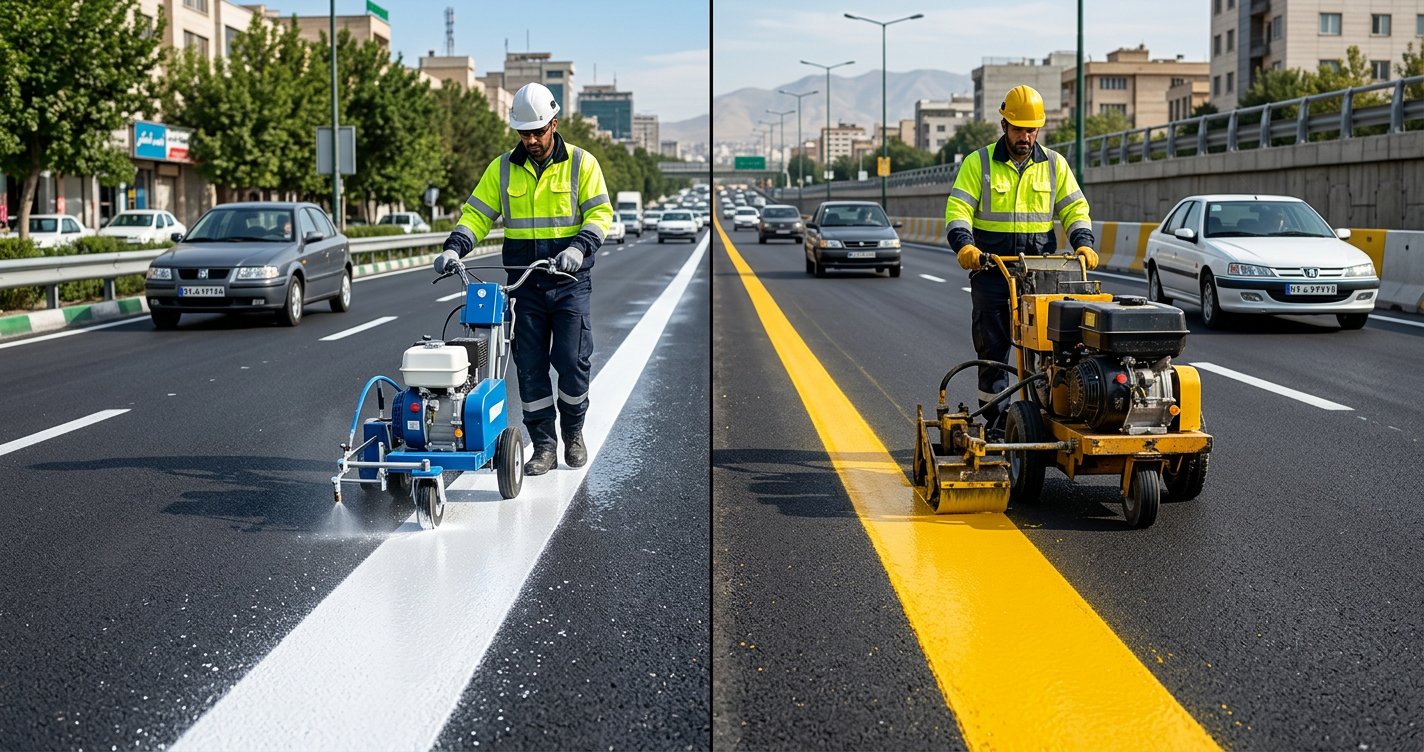 تفاوت رنگ ترافیکی پایه آب و پایه حلال؛ کدام گزینه برای خط‌کشی بهتر است؟